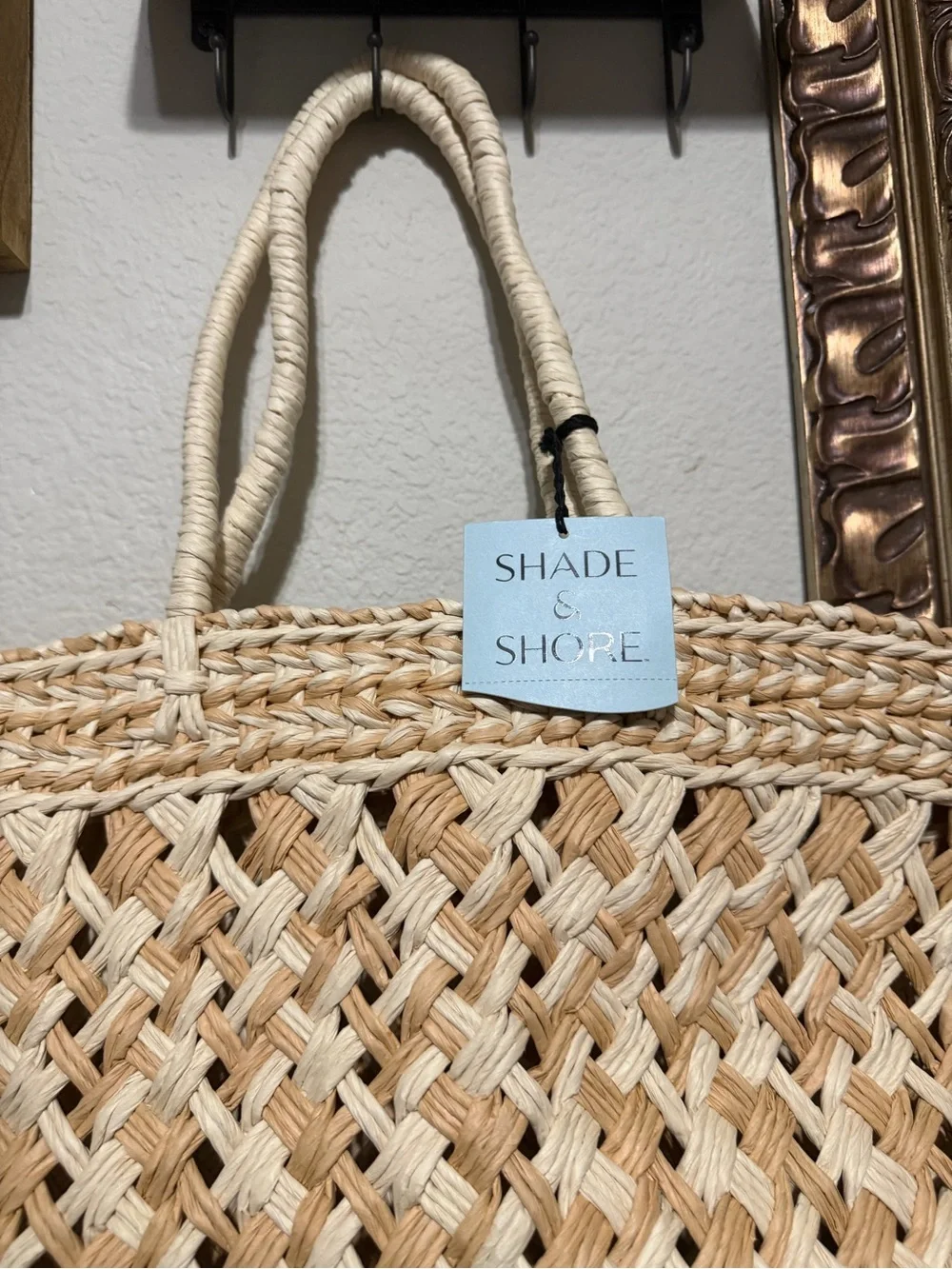 Shade & Shore Natural Woven Straw Tote Bag